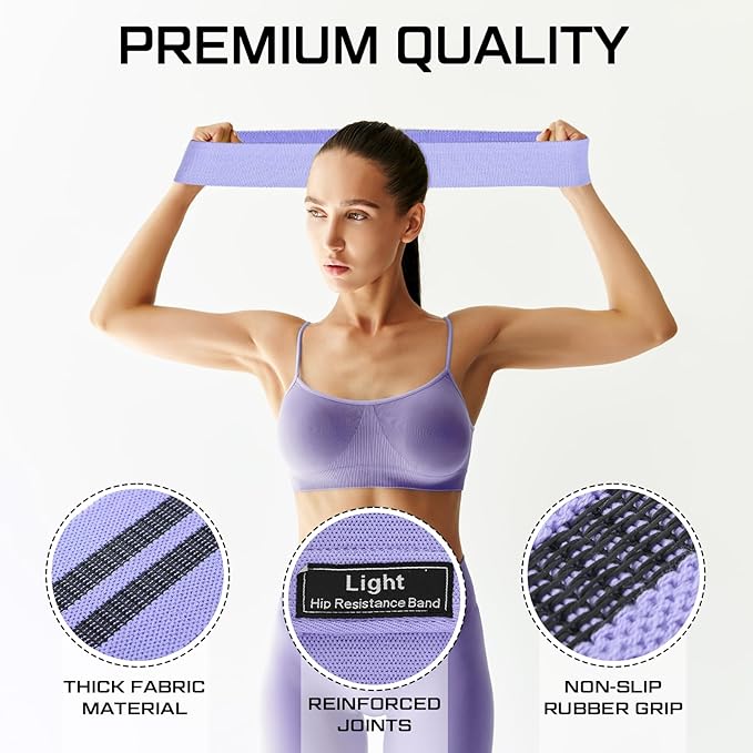 12 Pcs Fabric Resistance Bands for Working Out Booty Workout Stretch Exercise Bands Non Slip for Legs Squat Resistance Loop for Women Men Starter Butt Hip Thigh Fitness-FlexoryFit