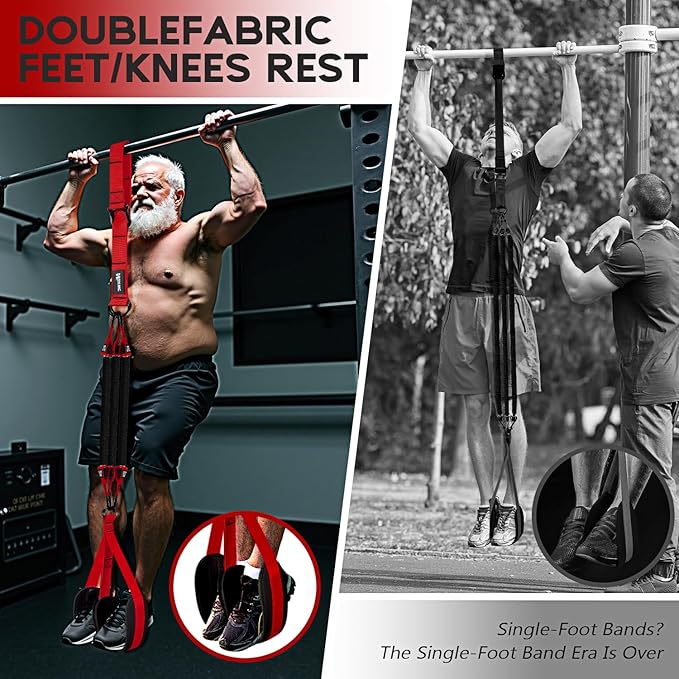 Pull Up Assistance Bands, Adjustable Heavy Duty Resistance Band for Pull Up, 3 Pull Up Bands, Comfortable Fabric Feet/Knee Rest, Assistance Bands for Pull-Up, Home Fitness, Body Stretching-FlexoryFit