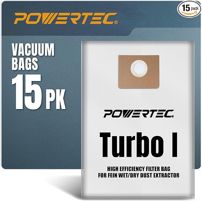 POWERTEC Turbo I, 9-20-27 Fleece Filter Bags 15PK, by POWERTEC