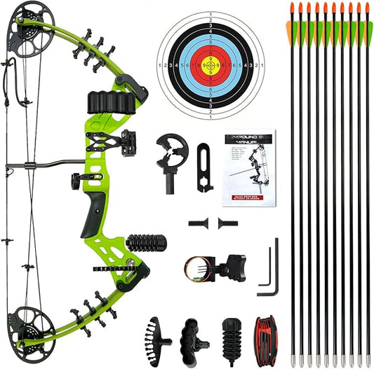 Youth Compound Bow Set 15-45 Lbs for Teens and Beginner, Package with Archery Hunting Equipment, Max Speed 260fps, Adjustable, Right Hand