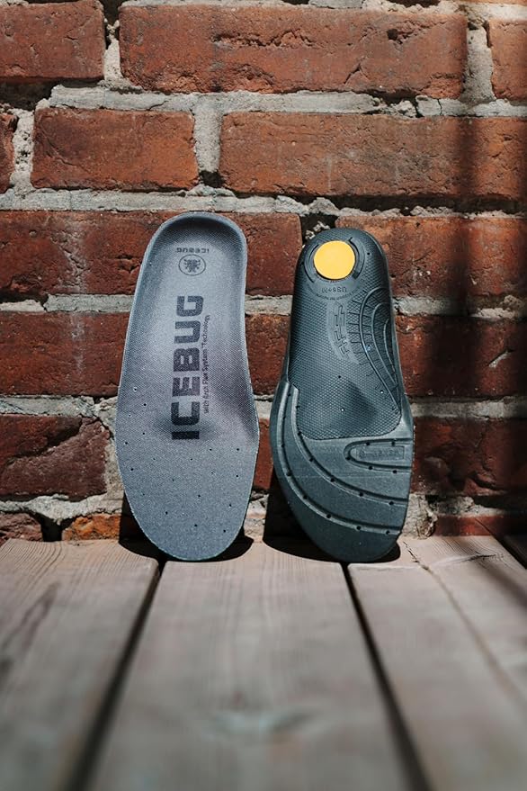 Icebug Comfort Insoles with Dynamic Arch Support, Charcoal Medium Arch, M 9/W 10.5-11