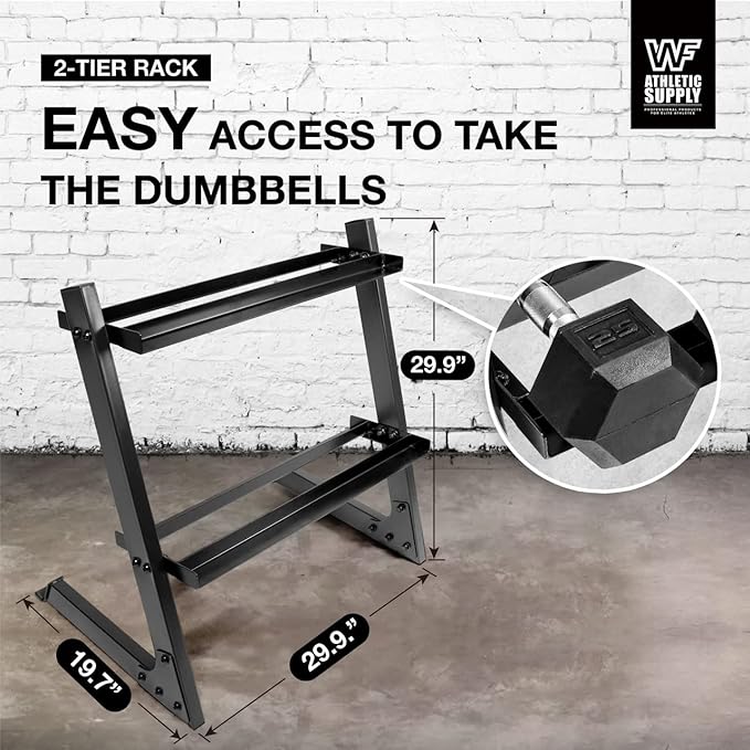 WF Athletic Supply 200Lb Dumbbell Set, 10-30Lb Dumbbell Set with Two-Tier Storage Rack for Muscle Toning, Strength Building & Weight Loss - Multiple Choices Available-FlexoryFit