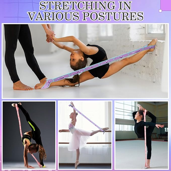 Stretch Strap for Kids Elastic Gymnastics Stretching Ballet Dance Band with 8 Loops Adjustable Exercise Training Resistance Strap for Children Stuff Pilates Latin Yoga Equipment-FlexoryFit