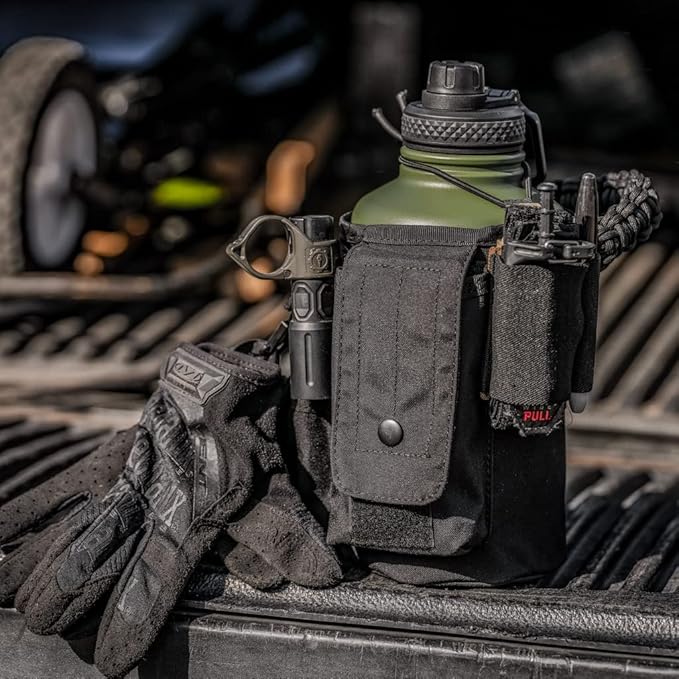 Iron Infidel Battle Bottle - Half Gallon Insulated Water Bottle with Paracord Handle, Large 64 oz Stainless Steel Water Jug with Rugged, Removable Sleeve for Keys, Wallet & Phone (Widowmaker 2L)-FlexoryFit