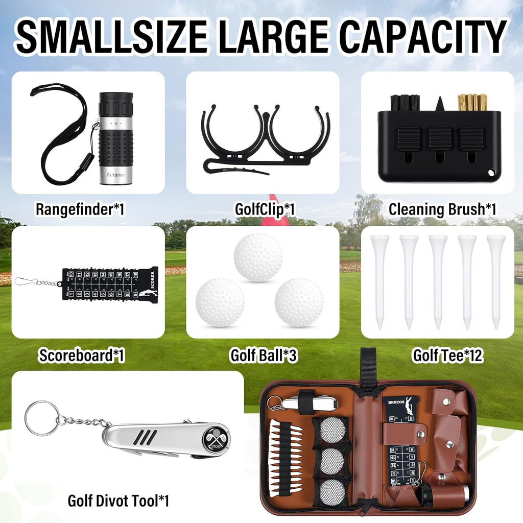 Talltalk Golf Gifts for Dad Men Husband Best Dad by Par Themed Golf Accessories Set Kit with Bag Case Rangefinder Tees Brush Multifunctional Divot Knife Scorer Ball Clamp Christmas