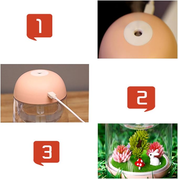 Micro Landscape Humidifier with Changing Led Light,Adjustable Mist Mode, Waterless Auto Shut-off,for Bedroom,Office,Car (green)