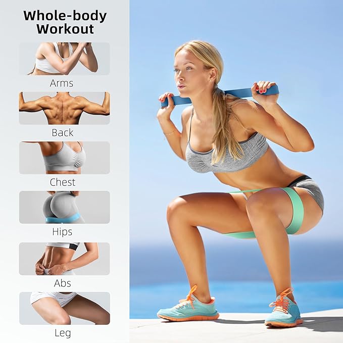 Resistance Bands for Working Out, Elastic Pilates Flexbands for Physical Therapy Yoga, Stretch Exercice Loop Bands for Booty Legs-FlexoryFit
