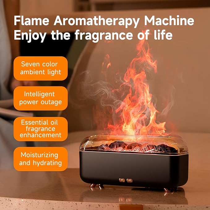 Colorful Flame Essential Oil Diffuser, Mist Humidifier, Aroma Diffuser with Timing Auto-Off 300ml (White)