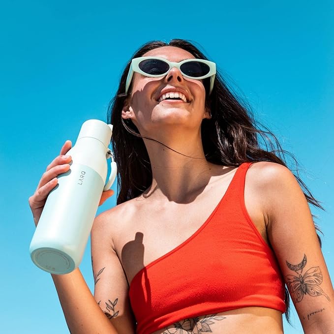 LARQ Bottle Flip Top 25 oz - Insulated Stainless Steel Water Bottle With Straw | BPA Free | Reusable Water Bottle for Sports, Gym, and Travel | Keep Drinks Cold for 24 Hours, Seaside Mint