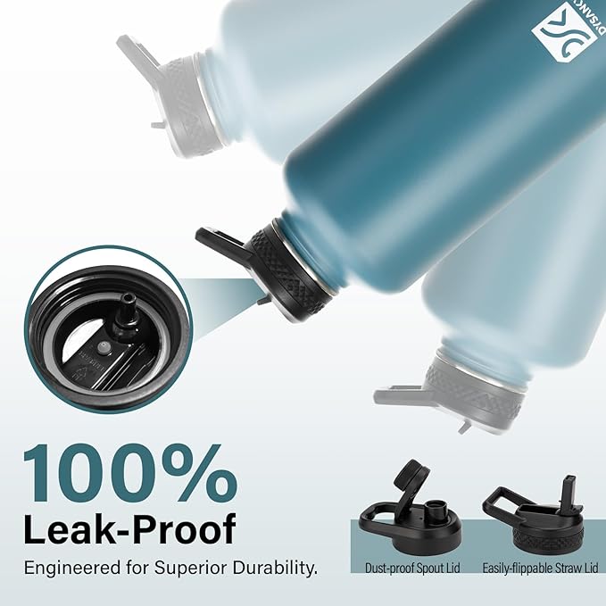 Insulated Water Bottle | Thickened Stainless Steel for Gym and Hiking with Straw, Carrier Bag, Handle Strap | BPA-Free 87 oz-FlexoryFit