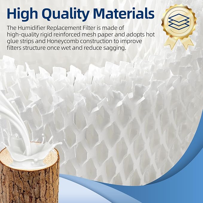 DerBlue 6 Pack Humidifier Replacement Filter Compatible with Canopy Bedside Humidifier and Nursery Humidifier,Wood Pulp & Paper Filter