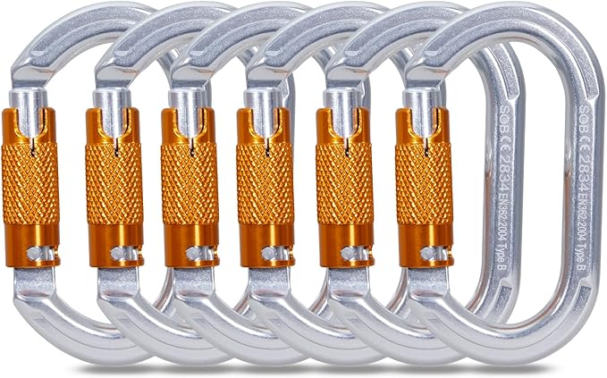 SOB Auto Locking Climbing Carabiner Clips,Heavy Duty Asymmetrical Carabiner Connector Used for Rappelling Gear Rescue Outdoor Projects Dog Leash