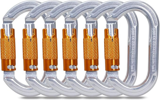SOB Auto Locking Climbing Carabiner Clips,Heavy Duty Asymmetrical Carabiner Connector Used for Rappelling Gear Rescue Outdoor Projects Dog Leash