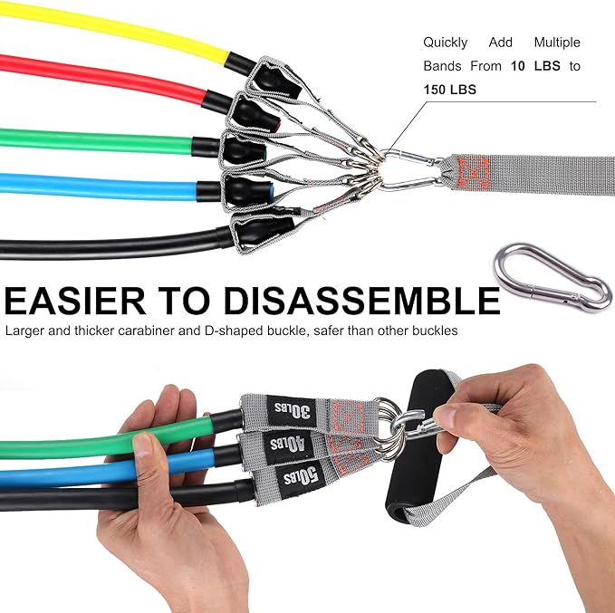 Resistance Bands with Handles for Working Out Women and Men, Exercise Bands with Door Anchor, Stretch Bands for Home Workouts, Simple Guide Included-FlexoryFit