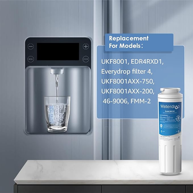 Waterdrop UKF8001 Refrigerator Water Filter 4, Replacement for Whirlpool® EDR4RXD1, EveryDrop® Filter 4, Maytag® UKF8001AXX-750, UKF8001AXX-200, 46-9006, Puriclean II, WF-UKF8001, WD-F07