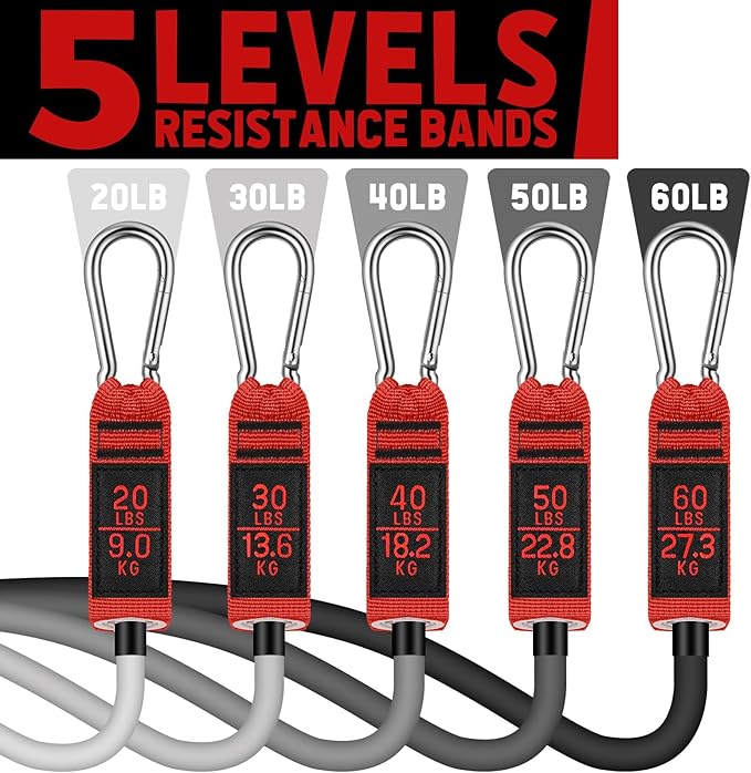 WALITO Resistance Bands Set - Exercise Bands with Handles, Door Anchor, Legs Ankle Straps, for Heavy Resistance Training, Physical Therapy, Muscle Training, Yoga, Home Workouts-FlexoryFit