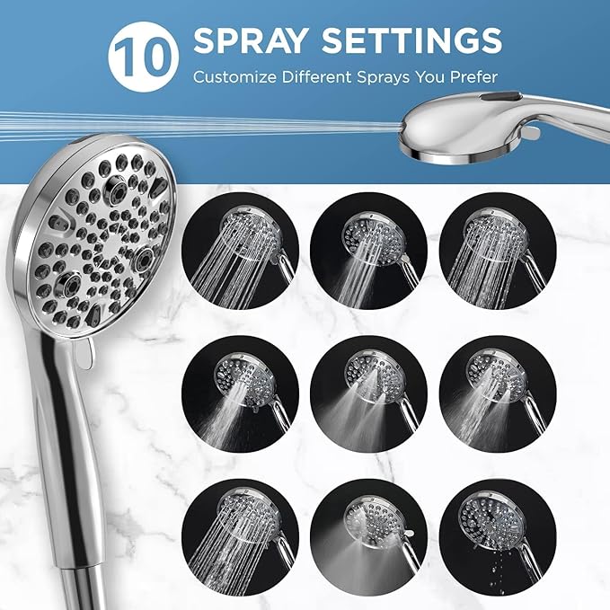 Dual Handheld Shower Head Combo, 2-in-1 Rain Shower Heads System Wide Rainfall - Image 7
