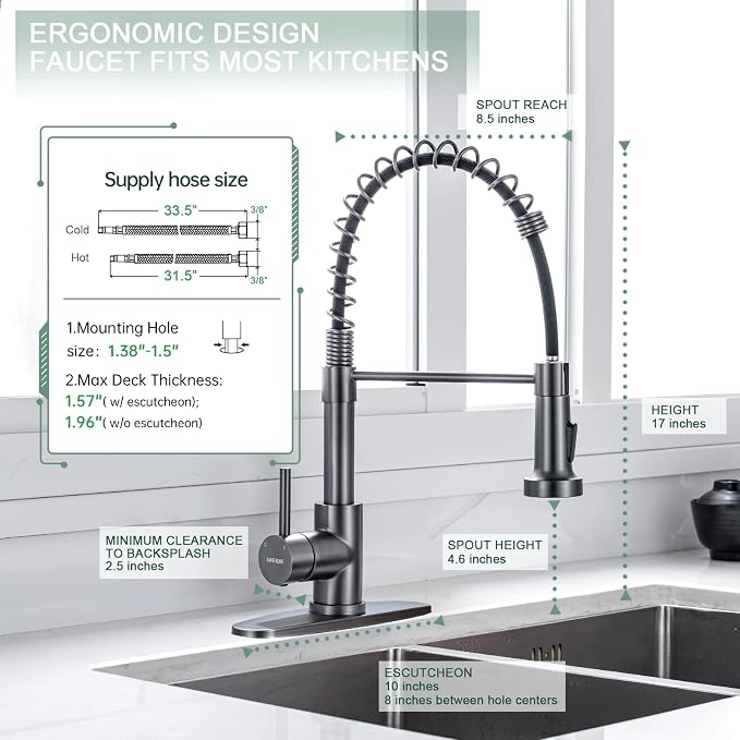 WEWE Black Stainless Kitchen Faucet, Faucet - Image 2