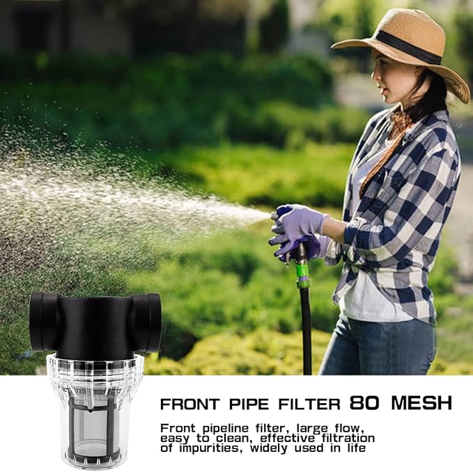 Water Pump Strainer Inline Mesh Strainer 1 inch Garden Hose Sediment Filter High Pipeline Filter for RV,Outdoor Gardening,Pressure Washer（80 Mesh）