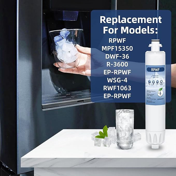 RPWF Water Filter Replacement for GE RPWF RWF1063 RWF3600A DWF-36 WSG-4 R-3600 MPF15350 OPFG3-RF300, 1 Pack