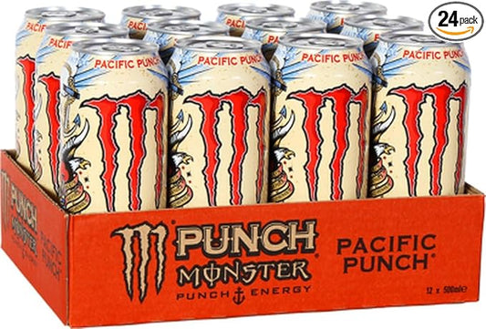 Juice Monster Pacific Punch, Energy + Juice, Energy Drink, 16 Ounce (Pack of 24)-FlexoryFit