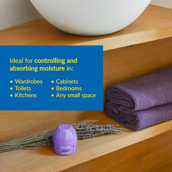 HUMYDRY® - Pack of 12 Mini Units - Dehumidifier and Air Freshener - 2.6 oz - Moisture Absorbers - Prevents Odors - Lavender Scent - For small spaces