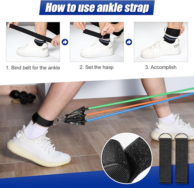 Resistance Bands Set, Himaly Exercise Bands Strength Training Fitness Bands Workout Elastic Bands with Legs Ankle Straps, Door Anchor, Handles & Carry Bag for Home Outdoor Workouts-FlexoryFit