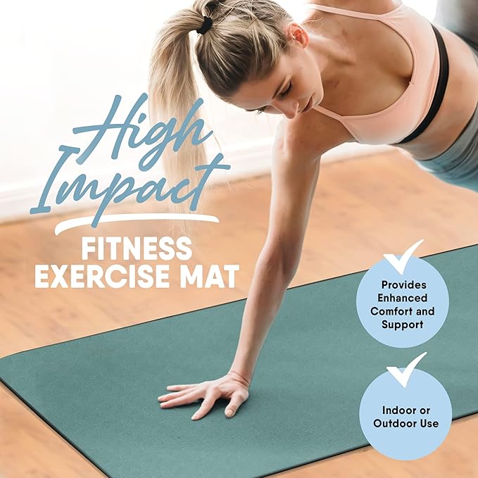 MICRODRY Deluxe Fitness Exercise Yoga Mat for Home & Gym, Extra Thick for High Impact Training, Multi Layered Skid Resistant Surface, Odor Neutralizing with Carrying Strap-FlexoryFit
