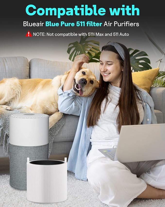 Leemone 2 Pack Blue Pure 511 Filter Replacement Compatible with Blueair Blue Pure 511 Air Purifier, Activated Carbon Filter
