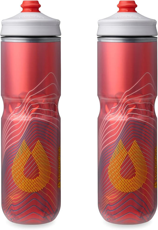 HydraPak Polar Surge Insulated Bike Water Bottle 2-Pack (20oz or 24oz) - High Flow, Fits Most Bike Cages, For Cycling & Sports-FlexoryFit
