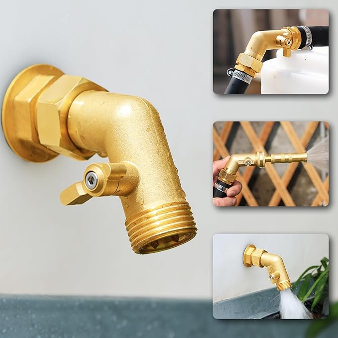 Garden Hose Angle Valve 45 Degree Brass Extender Solid 3/4 Inch Hose Elbow with Switch Adapter (45° switch elbow 4PSC)