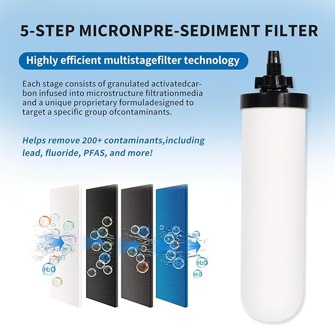 4 PACK 7" Gravity Drinking Water Ceramic Replacement Candle Element Filter - Image 5