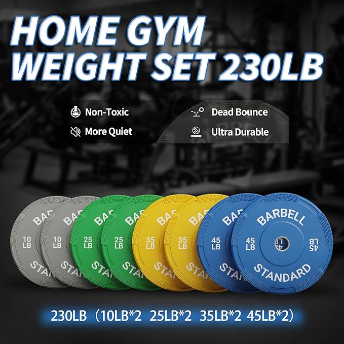 Mikolo Weight Plates 2 Inch, Bumper Plates with Enhanced Grip, Olympic Weight Plates for Strength Training and Weight Lifting