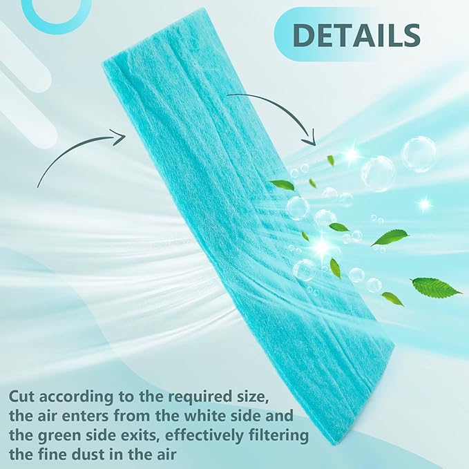 Tudomro 1 Roll 12 x 90 x 0.5 Inch Air Filter Material Vent Filters Plus for Air Conditioner Register Pads Cut to Replacement Floor Vent Filter Sheet for Home Indoor Dryer Air Purifiers