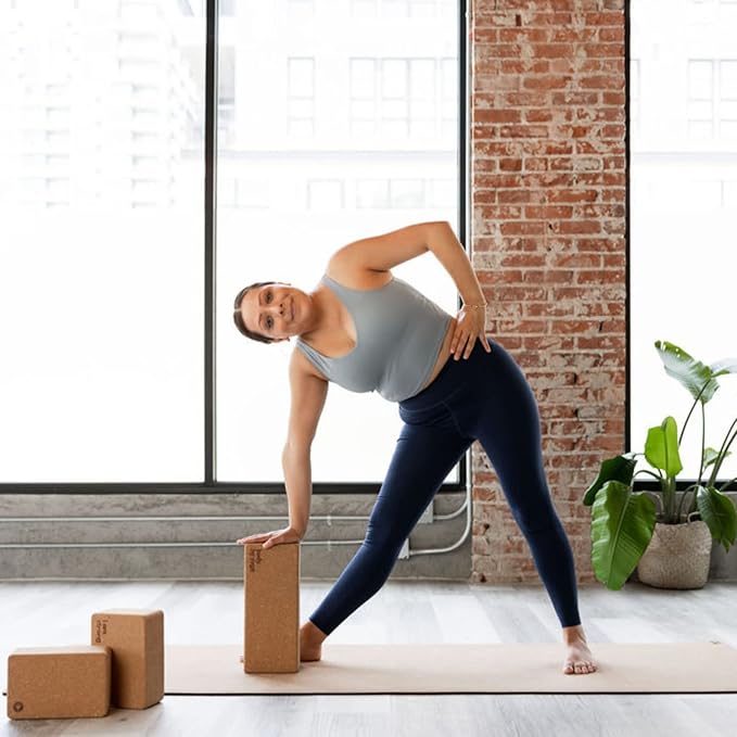 Premium Cork Yoga Blocks - Extra Large Yoga Block 2-Pack or Extra Tall 1-Pack for Inflexible Yogis | Natural, High-Density Cork for Superior Support & Stability | Optional Yoga Strap & Gift Box-FlexoryFit