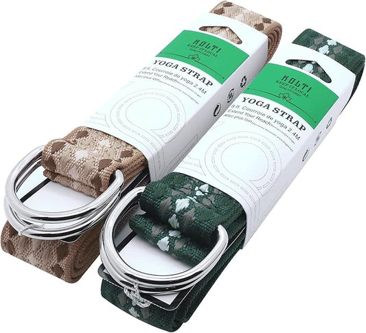 Yoga Exercise Adjustable Straps 8FT with Durable D-Ring for Pilates & Gym Workouts | Hold Poses, Stretch, Improve Flexibility & Maintain Balance-FlexoryFit