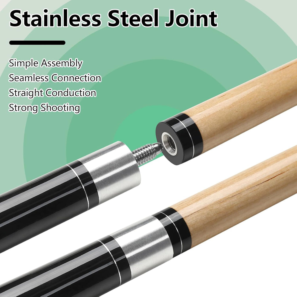 Pool Cue, 58" Billiard Cue Stick 2-Piece 13mm Maple Wood Pool Cue Stick 18 19 20 21oz for Bar House Pool Table Sports