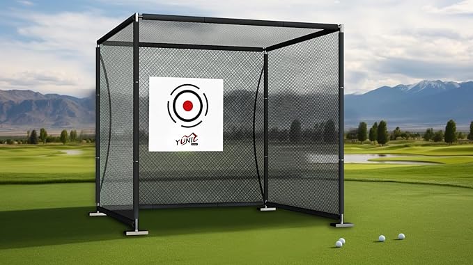 YUNIC Golf Driving Cage with Metal Frame - Choose Standard Hitting Target or Simulator Impact Screen