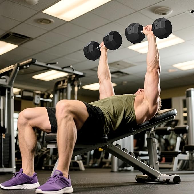 Rubber Coated Hex Dumbbell Weight Set, Multiple Sizes Exercise & Fitness Dumbbells,100LB Set,110LB Set,200LB,350LB,450LB,550LB, 35-50Lbs Pairs for Muscle Toning, Strength Building & Full Body Workout-FlexoryFit