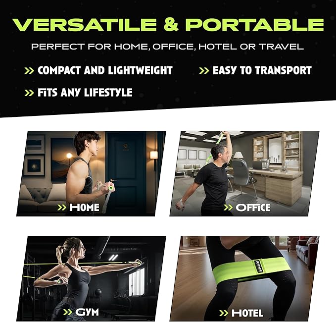 Ex Kit Home Gym Equipment with Carry Bag - 10Pcs Resistance Bands Kit with Handles, Door Anchor, Jump Rope, Booty Bands & More – Full Body Workout Bands Set for Strength, Cardio & Flexibility-FlexoryFit