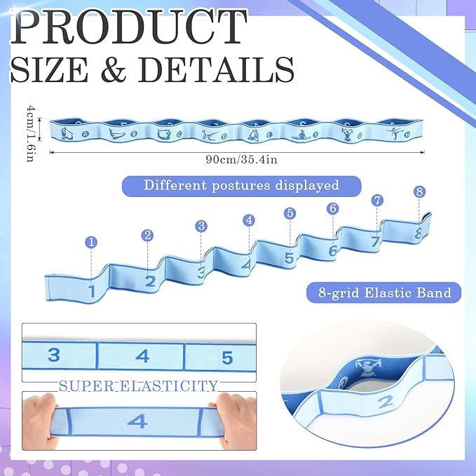 Stretch Strap for Kids Elastic Gymnastics Stretching Ballet Dance Band with 8 Loops Adjustable Exercise Training Resistance Strap for Children Stuff Pilates Latin Yoga Equipment-FlexoryFit