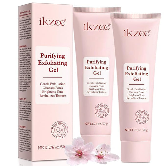 2 Pack Gentle Purifying Exfoliating Gel for improving Skin Tone & Texture, Deas Skin Cells/Pore Dirt/Excess Sebum/Impurities Remover, Hydration, Natural Formula, 1.76 Oz/50 G-FlexoryFit