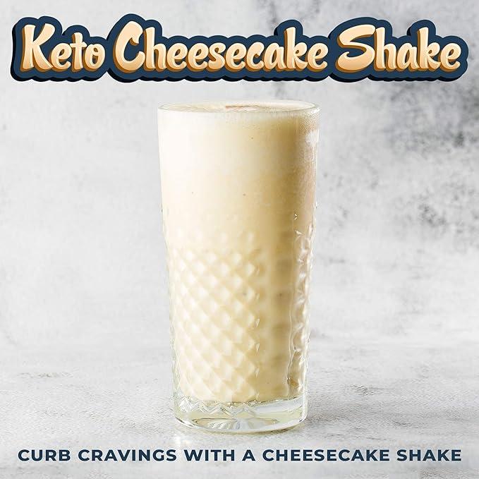 16oz Cheesecake Keto Meal Replacement Shake - Low Carb Keto Protein Powder Mix, High Fat Protein Shake with MCTs from Coconut Oil Powder, Collagen Peptides and Real USA Cream Cheese - 2 Net Carbs-FlexoryFit