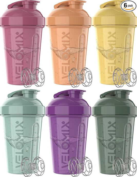 '-6 PACK- 20 OZ Protein Shaker Bottles for Protein Mixes, Shaker Cups for Protein Shakes, Small Shaker Bottle Pack, Shaker Cup, Shakers for protein Shakes (Nature Tones - 6 Pack)-FlexoryFit