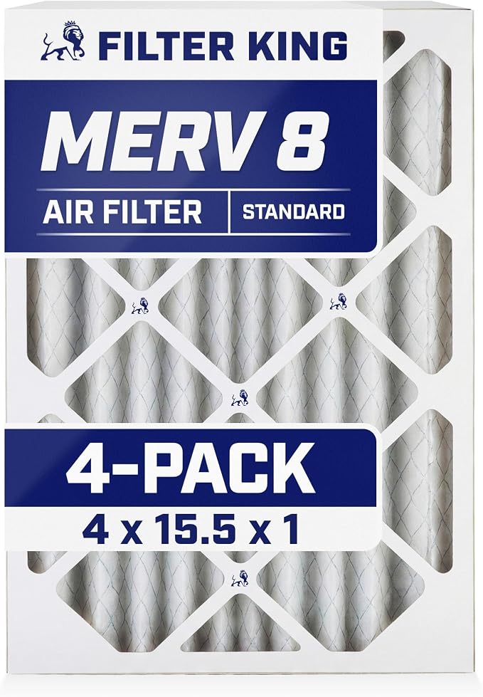 Filter King 4x15.5x1 Air Filter | 4-PACK | MERV 8 HVAC Pleated A/C Furnace by FilterKing