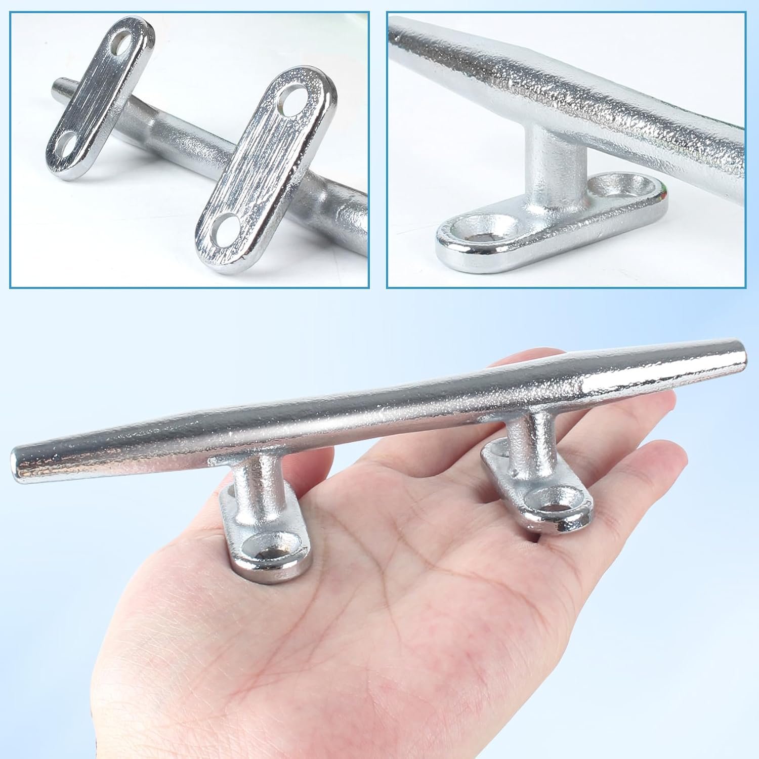 Chromium-Plated Boat Cleat, Boat Dock Cleats Open Base, Boat Cleats-Dock Cleat, Dock Cleats with Fasteners, Rope Cleat for Tying up Boats,Marine Decor(2Size,2Pack,4Pack)