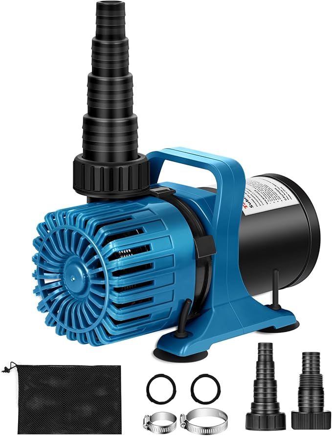 150W 3200 GPH Pond Pump for Outdoor Ponds, Pond Waterfall Pump with 20FT Power Cord, 180° Adjustable Flow Direction & Barrier Bag, Ultra-Quiet Water Fountain Pump, UL Listed