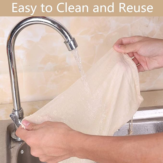 Nut Milk Bag - 4 Pack Reusable Cheese Cloths for Straining, Cold Brew Coffee & Bone Broth Bags (4INX6IN)