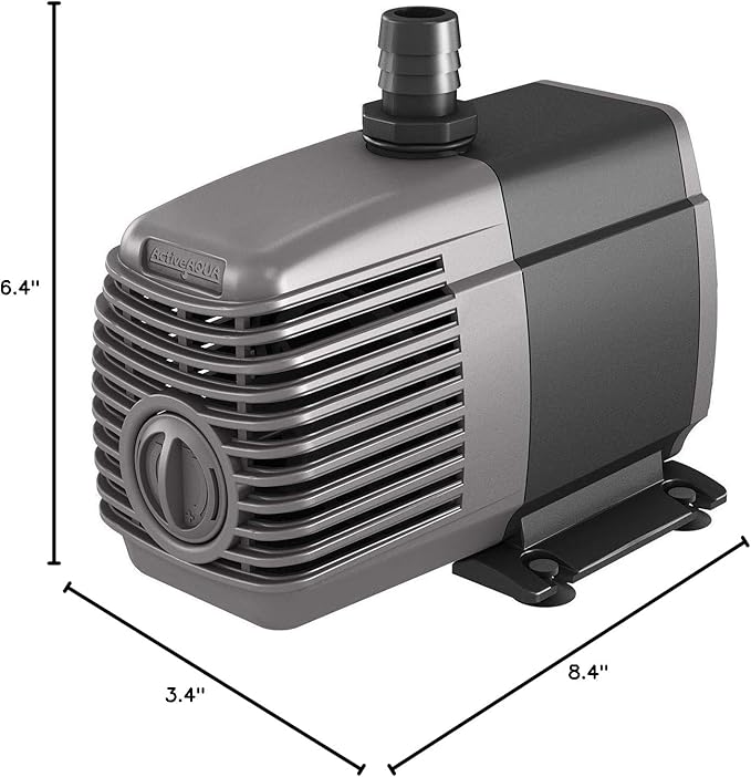 Hydrofarm AAPW550 33-Watt 550 GPH Indoor/Outdoor Hydroponic Aquarium Pond 6ft Power Cord for 55 Gallon Reservoirs Submersible Water Pump, 550-GPH, 8.4 x 3.4 x 6.4 inches, Black