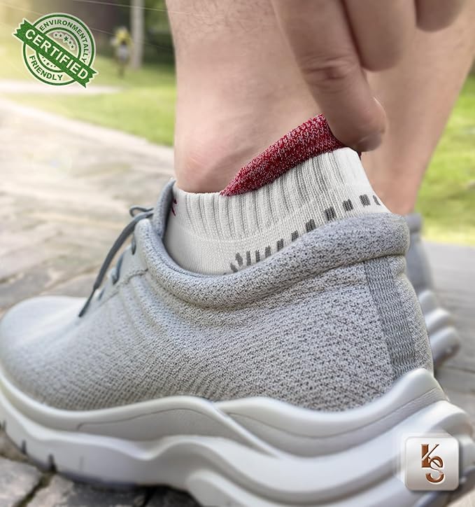 KEMISANT Men Running Socks,Active Ankle Socks No show Cushioned Footbed Arch Support-FlexoryFit